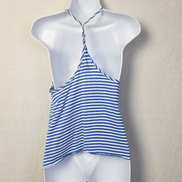 Hollister Blue White Striped Halter Tank Top M - Picture 4 of 6